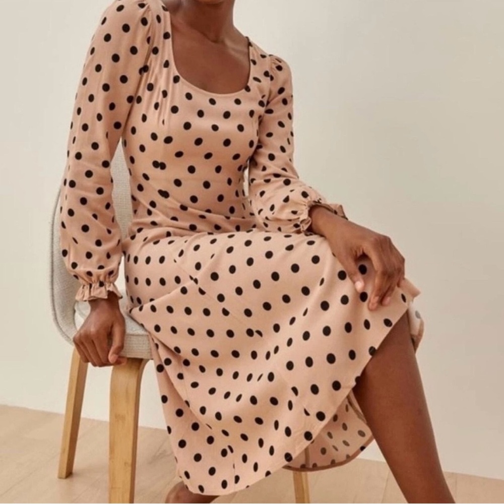 Reformation Woodstock Dress in Ibiza Dots Beige sz 2